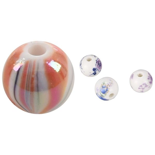

other 30pcs mixed flower pattern round ceramic beads 12mm(4/8 inch)dia & 300pcs acrylic ball spacer 8mm(3/8 inch)