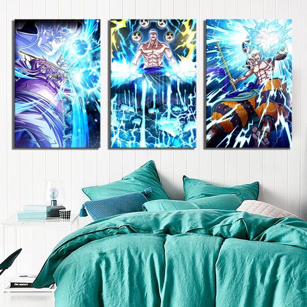 

wall art pictures canvas posters home decoration 3 panel one piece enel anime games abstract painting hd printed po framework paintings