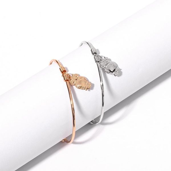 

simple fashion gold silver color open cuff love heart leaf pendant charms bangle for women girls lovely, Black
