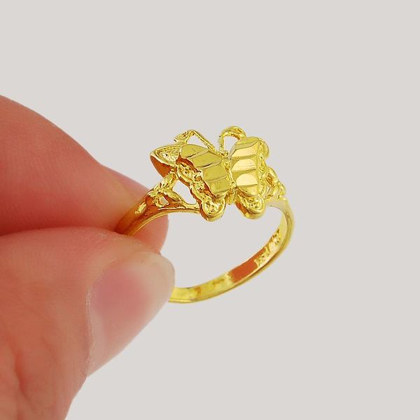 

wedding rings pure gold color women's animal finger ring,24k filled butterfly ring for women,special design excellent gift party, Slivery;golden