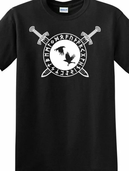 

viking odins ravens runes t shirt tee huginn muninn key chain, White;black