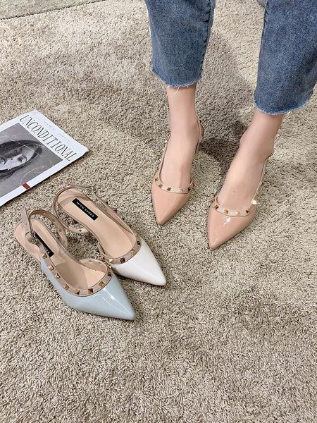 

summer fashion rivet high heels sandals, Black
