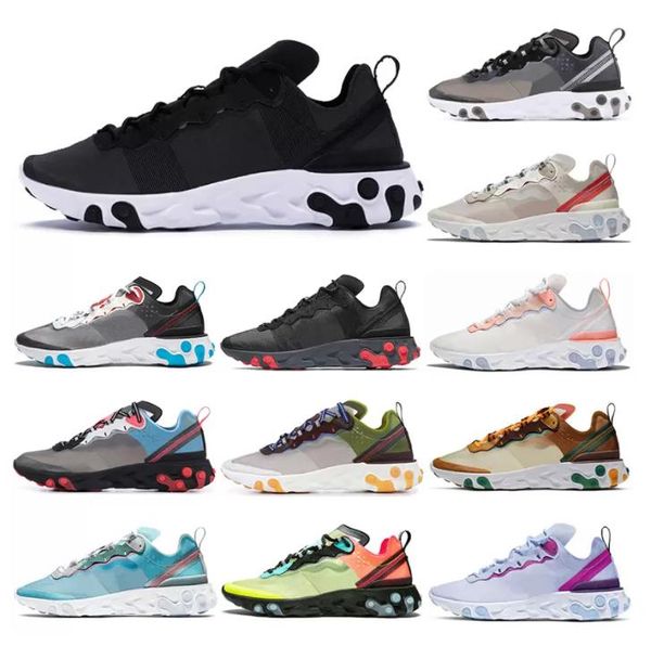

new classic original element 55 87 react running shoes triple black white anthracite sail dark grey red pale pink moss orange peel royal tin