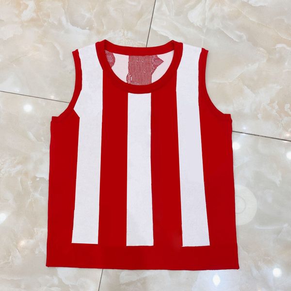 

womens letter tank sweaters vest knit sweaters stripe knitted clothing outwear new fashion vintage summer contrast color 2021, White
