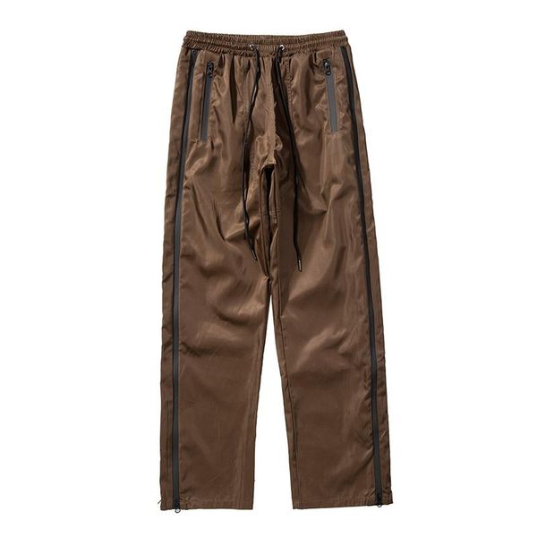

men's jeans back ankle zipper side striped casual vibe cargo pants for men and women drawstring oversize retro trousers, Blue