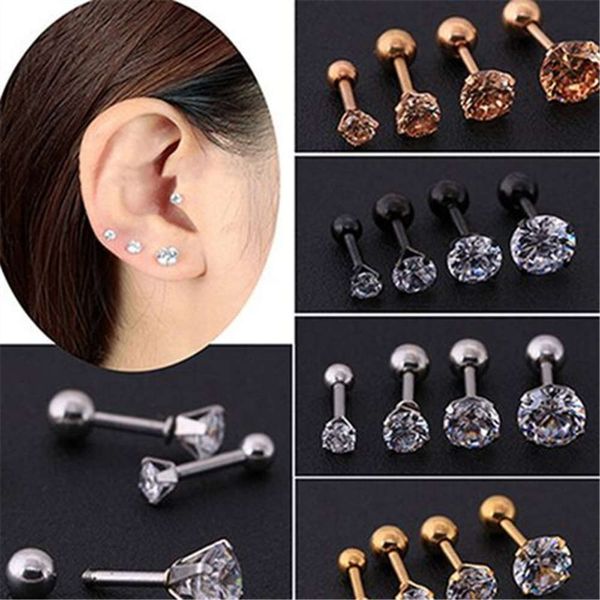 

titanium claw round zircon earrings female simple inlaid small earrings body