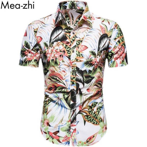 

men's casual shirts men floral print slim fit button up short sleeve shirt summer vocation beach hawaiian blouse, White;black
