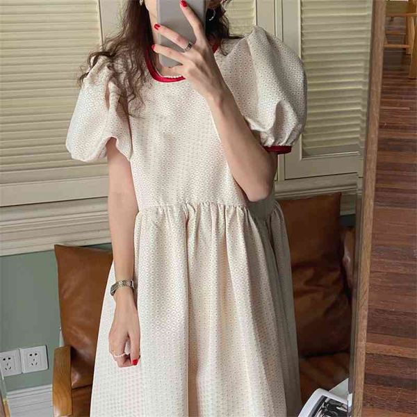 

casual dresses princess party polka dots puff sleeves 2021 sweet color-hit prom chic elegance summer ol femme long vestidos 2w4c, Black;gray