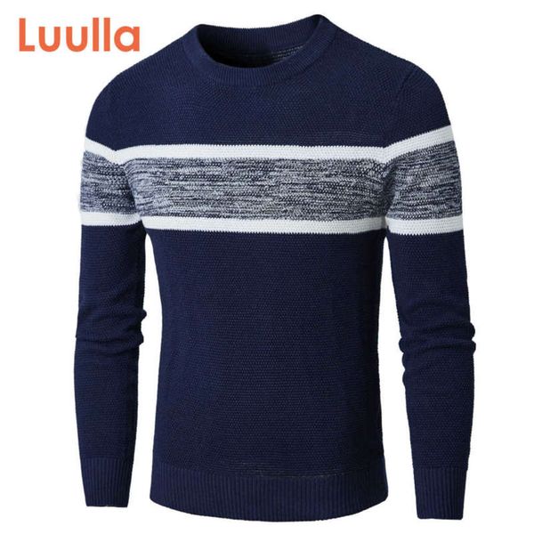 

luulla men autumn classic casual knitted cotton sweaters pullover men winter fashion striped o-neck sweater coat men 210929, White;black