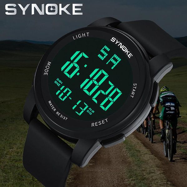 

wristwatches synoke multi function men's watch military sports led electronic dual movement digital relogio masculino, Slivery;brown