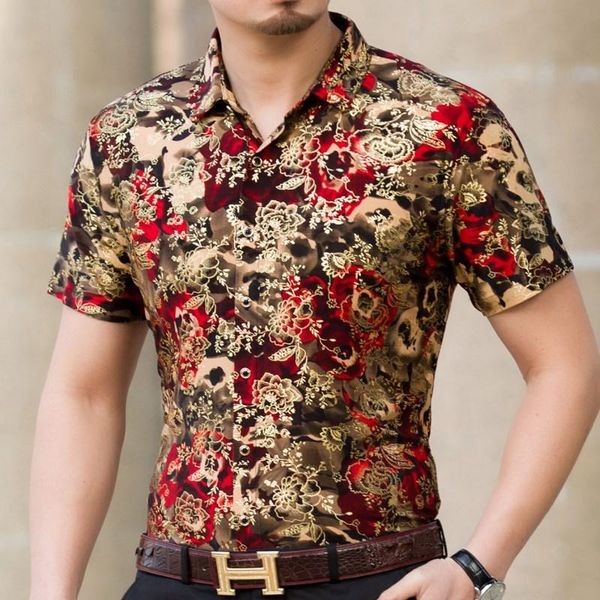 

hawaiian style casual 80% silk shirts men's short sleeve both sides chinese nation flower 2021 beach summer clothes hawaii, White;black