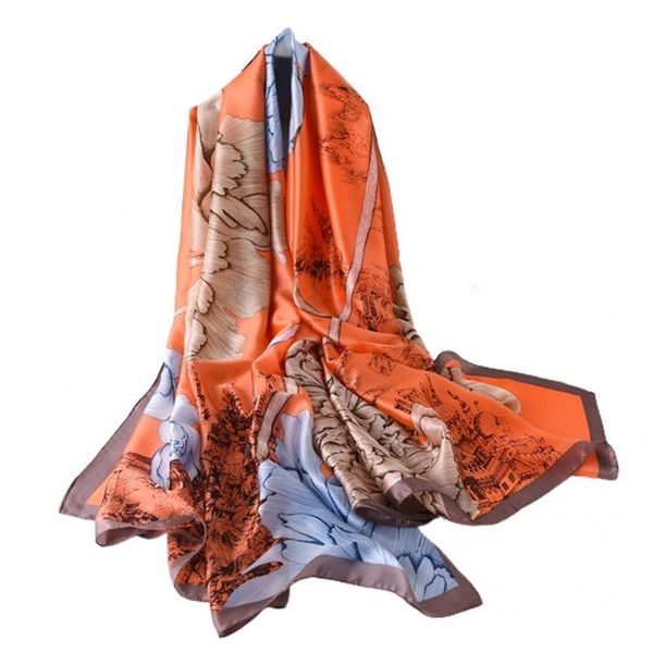 

scarves women scarf floral print long smooth beach shawl lightweight, Blue;gray