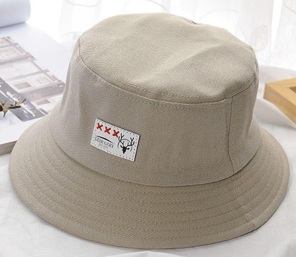 

cloches leather label bucket hat printing deer fishing busket outdoor sports school, Blue;gray