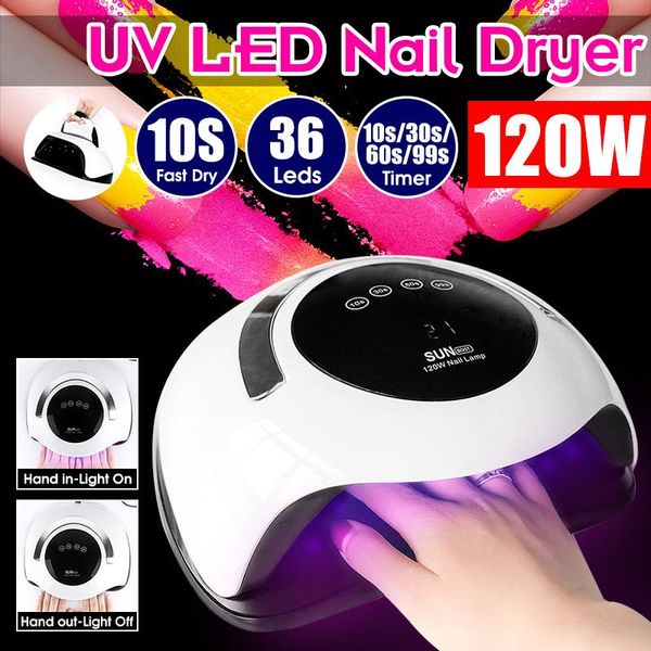 

nail dryers 120w led/uv dryer gel polish curing lamp quick-druing auto sensing manicure machine tools with handle