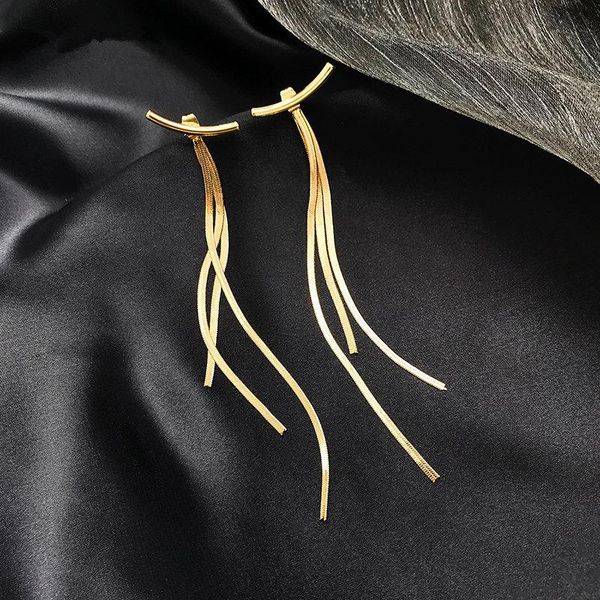 

dangle & chandelier long gold&silver tassel drop earring for women retro alloy fashion jewelry boucle d'oreille femme