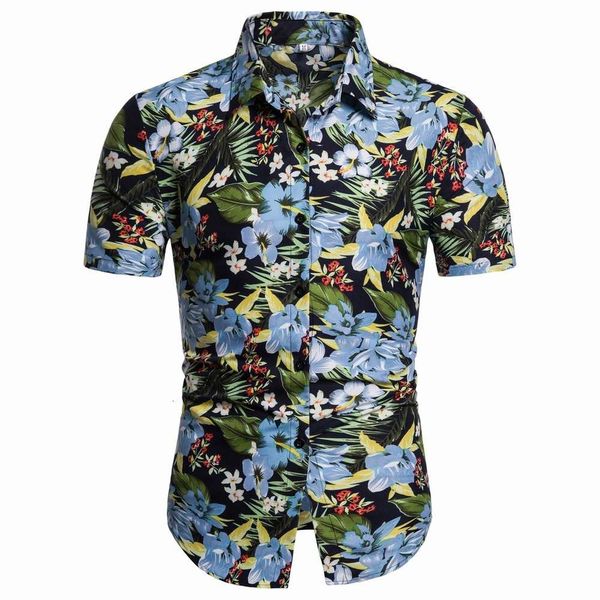 

men's shirt men's casual short sleeve floral shirt in 2019, White;black