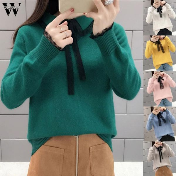 

women's sweaters womail sweater autumn winter bandage pullovers women long sleeve casual warm female knit jumpers o28, White;black