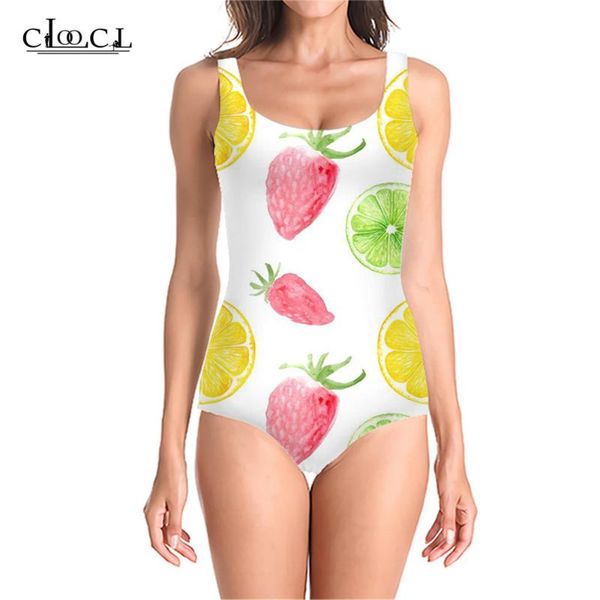 

two-piece suits cloocl swimsuit fruit lemon 3d print women's bathing suit ladies creativity diy tight beach swim wear one-piece