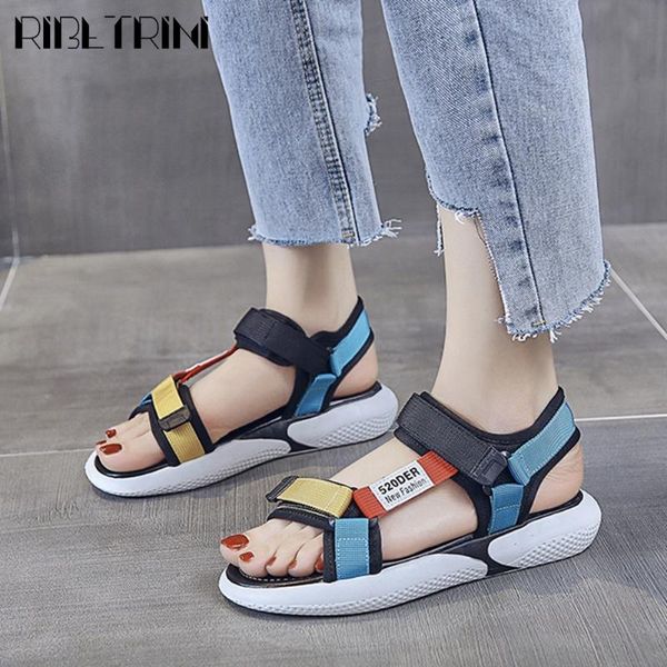 

concise mixed-color shoes classic brand design flat women sandals casual low heel summer, Black