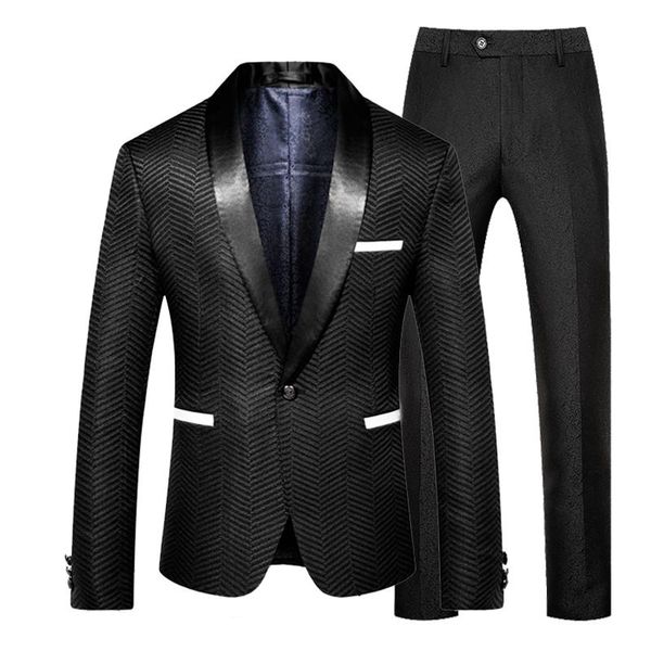 

men's suits & blazers mogu 2 piece jacket+pants black plus size casual men suit wedding prom groomsmen boutique pcs high-quality clothi, White;black