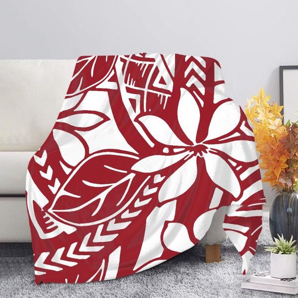 

blankets polynesian tribal design fleece blanket custom floral print warm bedspread casual air/sofa/bedding burgundy throw
