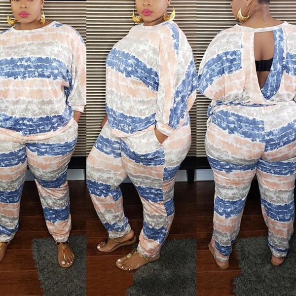 

women's two piece pants big women plus size pant sets causal printed blouse & long hole loose fashion ladies outfits 2 pieces matching, White