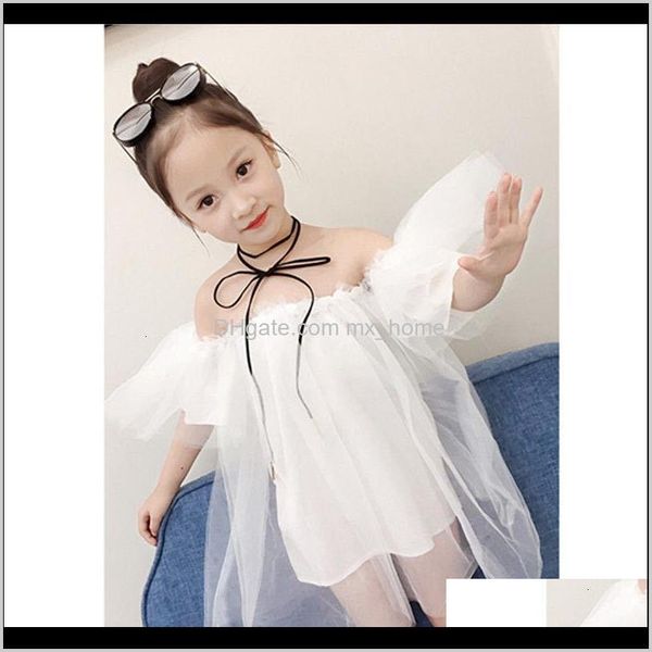 Kleidung Baby Mutterschaft Drop Lieferung 2021 Kleider 212 Jahre Sommer Casual Baby Mädchen Solide Muster Offshoulder Ärmellose Mesh Fee Kinder Te