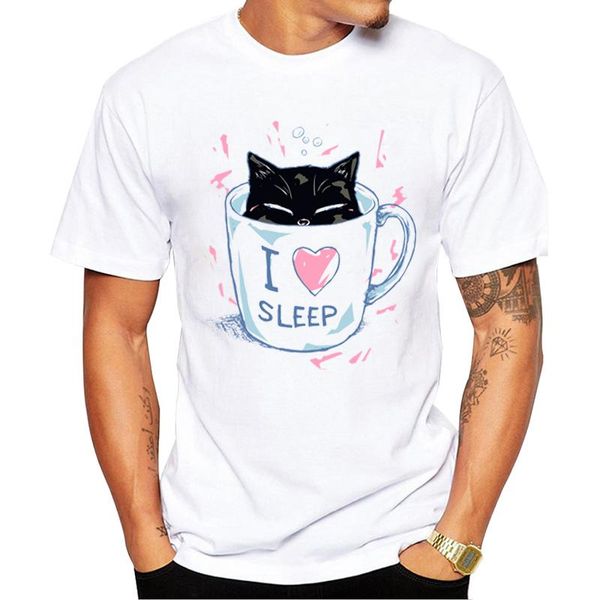 

men's t-shirts teehub funny nekoffee men t-shirt cat coffee printed fashion design tshirts short sleeve t shirts essential tee, White;black