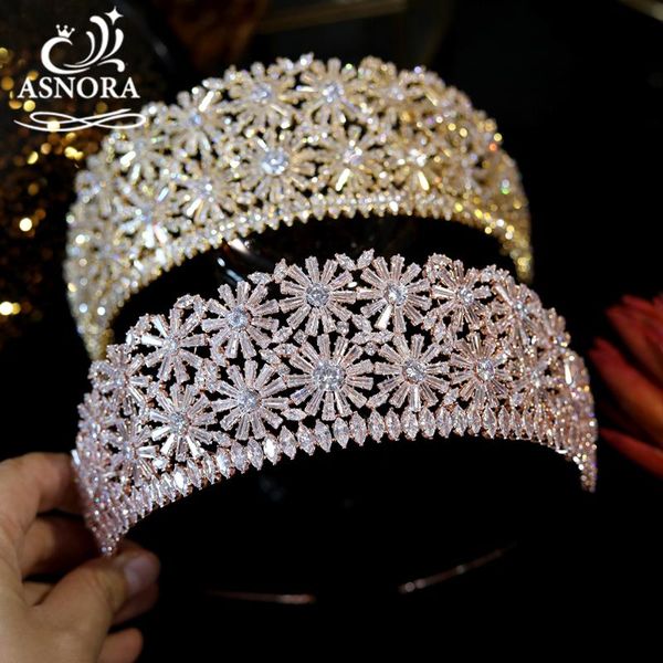 

hair clips & barrettes asnora high-quality rose gold crystal crowns for women, bridal accessories wedding tiara zircon headband bride jewelr, Golden;silver