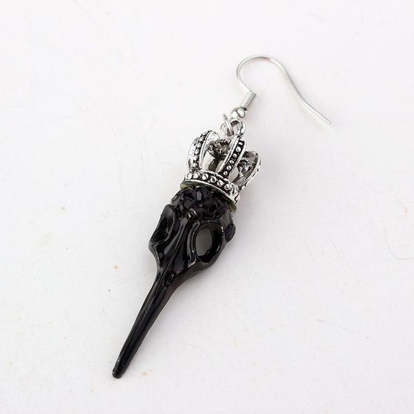 

dangle & chandelier gothic women's earrings evil bird skull crown mysterious jewelry for women black silver color punk accessories whol