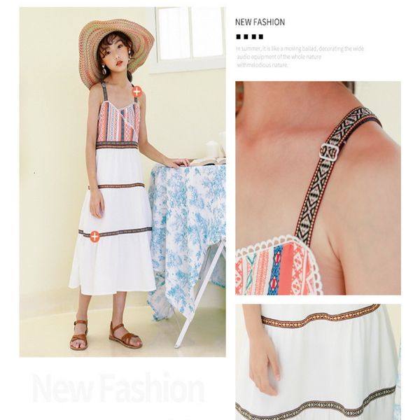 

girl's dresses summer girls sleeveless national style patchwork shoulderless holiday beach children clothes e2044 ckh3, Red;yellow