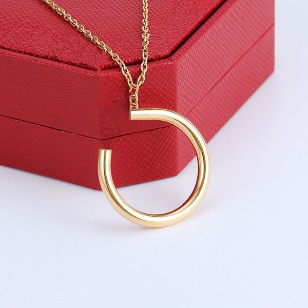 

nail titanium steel silver full zircon shape pendants necklace screw pattern women rose gold couple jewelry wedding love gift