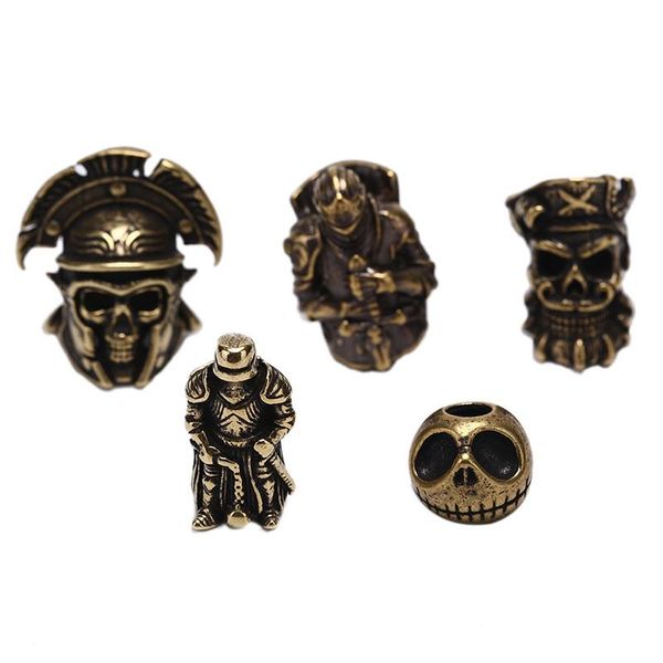 

knife beads umbrella rope bead pendant vintage color brass outdoor tools white skull parachute lanyard cord gadgets