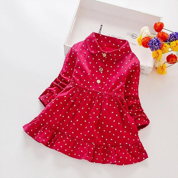 

thicken cotton 1 8y baby girl dress long sleeve for girls autumn kids sweet clothes elegant flower printed, Red;yellow