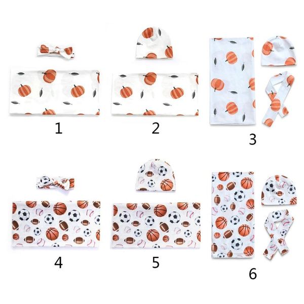

blankets & swaddling 3 pcs born swaddle + headband hat set baby cotton receiving blanket sleeping wrap hair band cap for infants boys girls