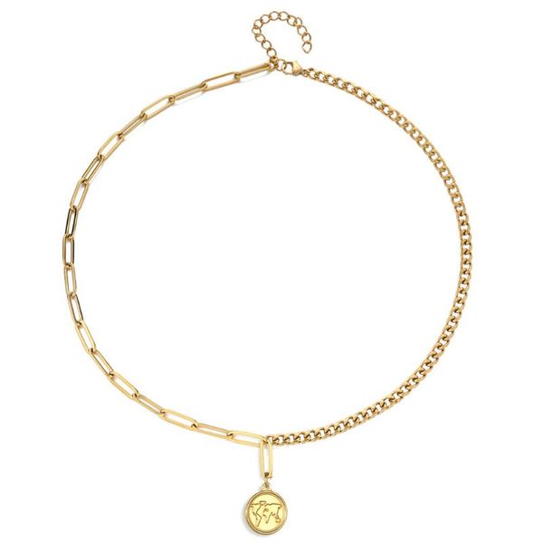 

pendant necklaces stainless steel link chain coin flat earth necklace for women choker collar jewelry, Silver