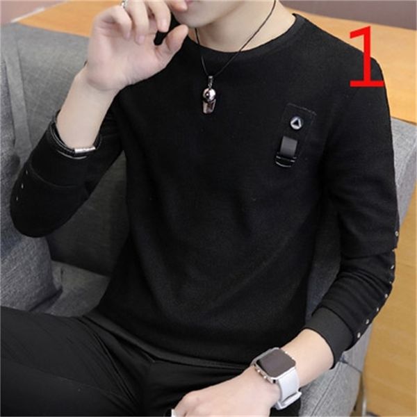 

autumn long-sleeved t-shirt men's sweater middle-aged business 210420, White;black