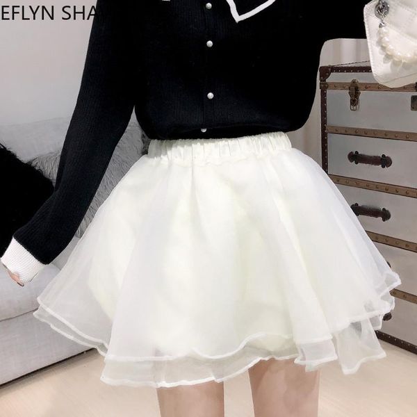 

skirts fashion fluffy gauze mesh a-line skirt sweet chic high waist little ball gown black white pink mini summer bottoming