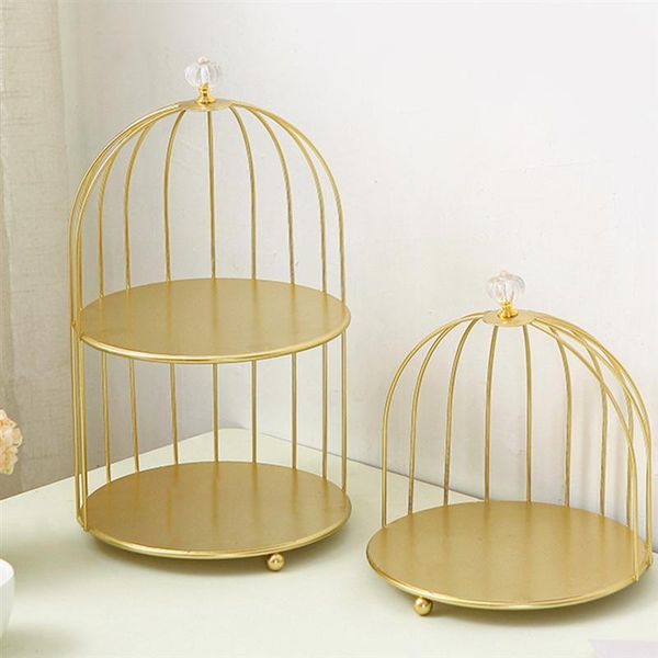 

other home decor 2-layers cosmetics storage rack vintage gold cake cupcake display stand holder birdcage wedding tools decoration