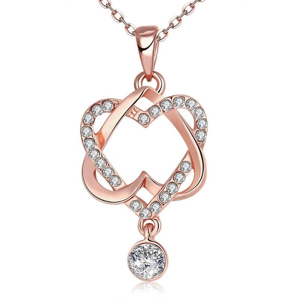 

pendant necklaces trend necklace rose gold inlaid white zircon green alloy, Silver