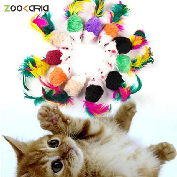 Игрушки для кошек ложная мышь для животных кошек игрушки мини смешные игры для кошек с красочными перьями плюша