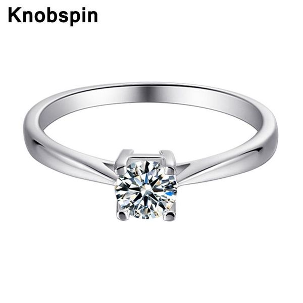 

cluster rings knobspin 100% 925 sterling silver square real 0.5 d color moissanite engagement for women party fine jewelry gift, Golden;silver