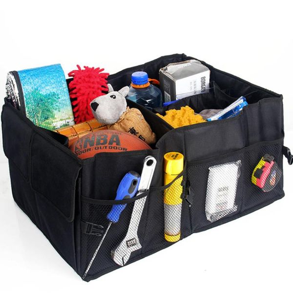 

car organizer auto trunk storage bag waterproof foldable black portable box multi-use tools accessories
