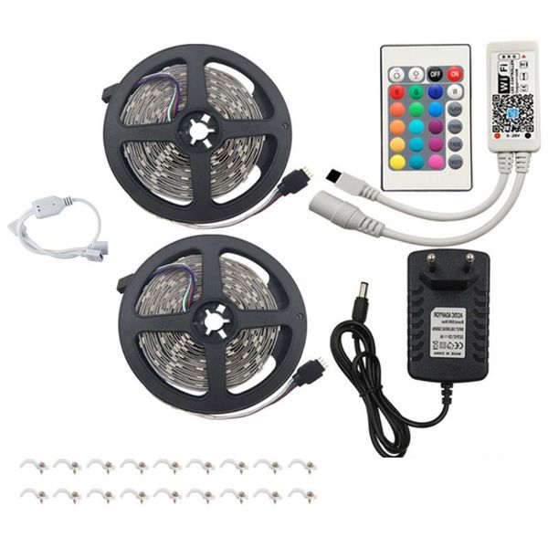 

m rgb strip lights kit led ribbon wifi controller and 3a power supply strips