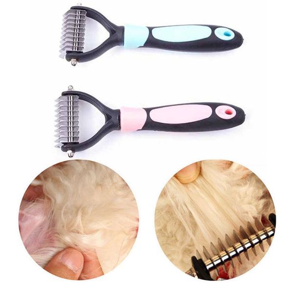 

cat dog hair removal comb grooming shedding tools for trimming dematting deshedding brush double sided long hair curly comb