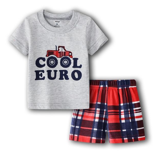 Baby Boys Roupa Terno Cool Euro Caminhão de Verão T-shirts + Shorts 2- Peças Define roupas casuais para bebês algodão boy sets tops 210413