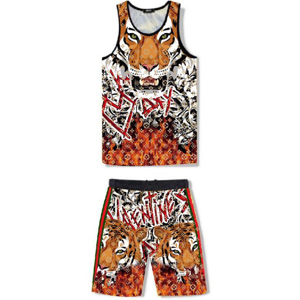 

tiger t-shirt men' sleeveless ice silk quick-drying vest basketball fitness hurdle waistcoat large size wide shoulder sling, White;black