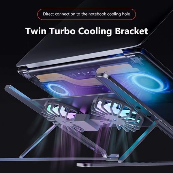 

lapcooling pads stand holder pad 8 height levels aluminum cooler riser with 2 fans for 10-17.3 inch notebook