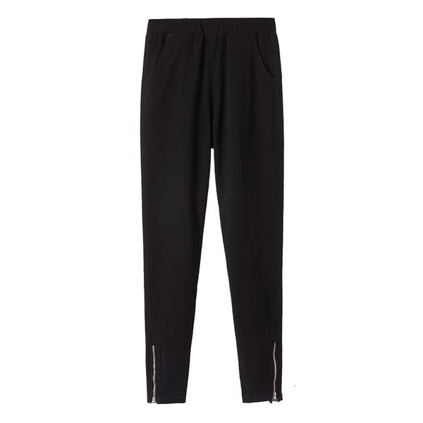 

capri women's pencil 2021 spring summer high waist casual black zipper thin elastic pants mujer pantalones, Black;white
