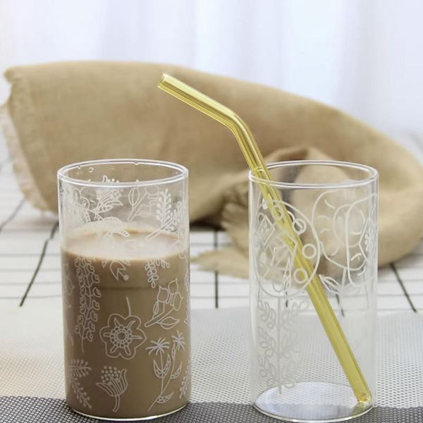 

wine glasses 300ml transparent glass cup household plant pattern printing heat-resistant tea high borosilicate water milk est